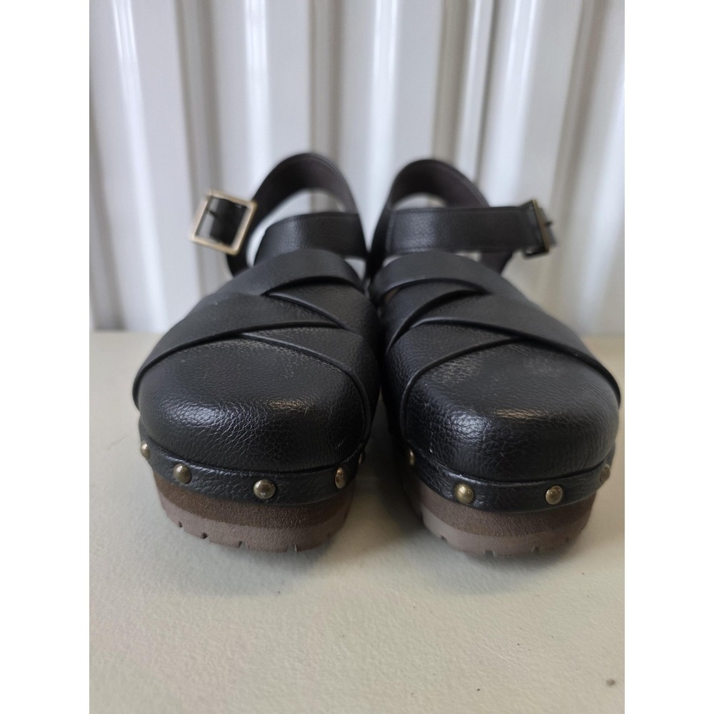 Yellow Box Sandals Womens Size 6.5 Black Rethel Studded Wedge Platform Strappy - Picture 6 of 10